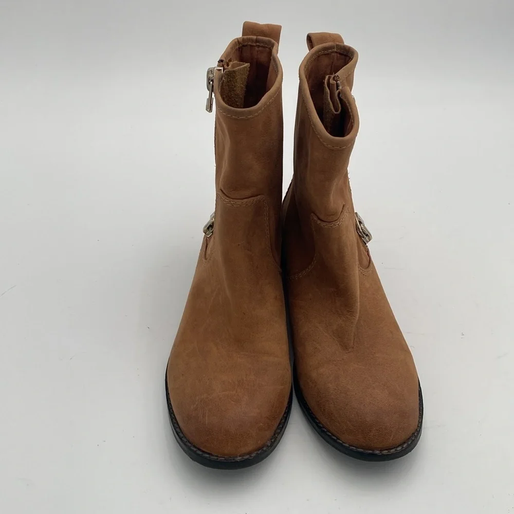 Antonio Melani Brown Ankle riding Boots Women 7.5 leather Side Zipper casual Y2K